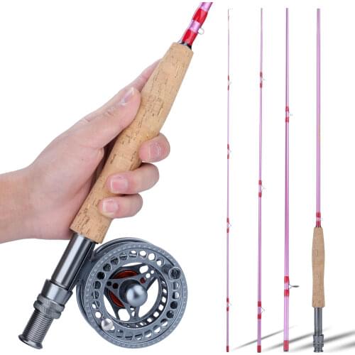Sougayilang 2.7M 5/6 Fly Fishing Rod Combo Portable 4 Section Metal Handle Carbon Fiber Fishing Rod Top Quality Fly Reel Set