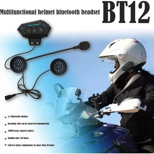 Outdoor Enjoyable Earphone V4.0 Headset BT12 Handsfree Bluetooth-compatible Ornament for Motorcycle Motorbike Helmet Intercom