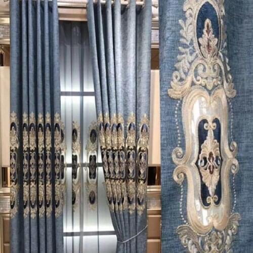 European-style High-end Hollow Curtains Embroidered Luxury Velvet Villa Curtains French Window Curtains for Living Room Bedroom