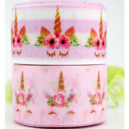 Cartoon unicorn printed grosgrain ribbon 9-75mm DIY handmade materials wedding gift wrap tape ribbons