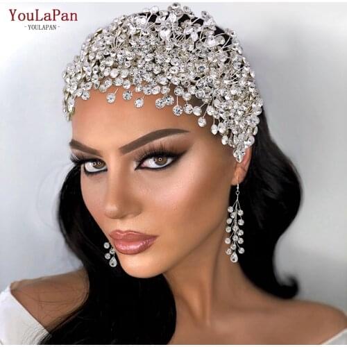 YouLaPan HP376 Fashion Bridal Hair Accessories Crystal Headpiece for Women Tiara Wedding Crown Set Rhinestone Bride Headband