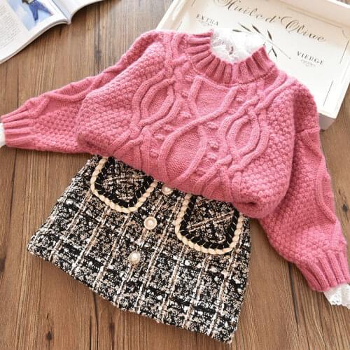 Girls skirt spring and autumn clothes childrens plaid bust skirt short skirt girl pocket velvet to keep warm 4 to 12 years old