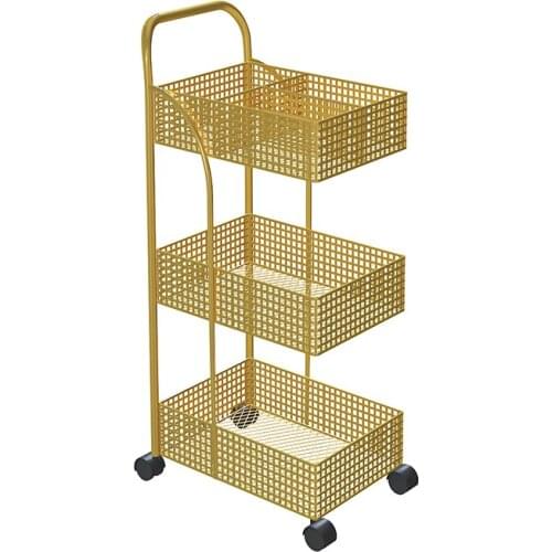 Nordic Iron Racks Bedroom Metal Removable Trolleys Bathroom Wheeled Storage Rack Multi-layer Compartment Storage Shelves