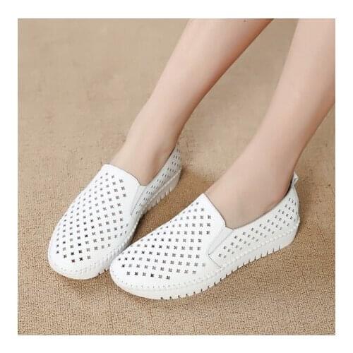 Womens Sandals Women Sneakers Summer PU Leather Flat Shoes Ladies Cutout Sewing Shoes Woman Casual Female Light Sneakers 2020