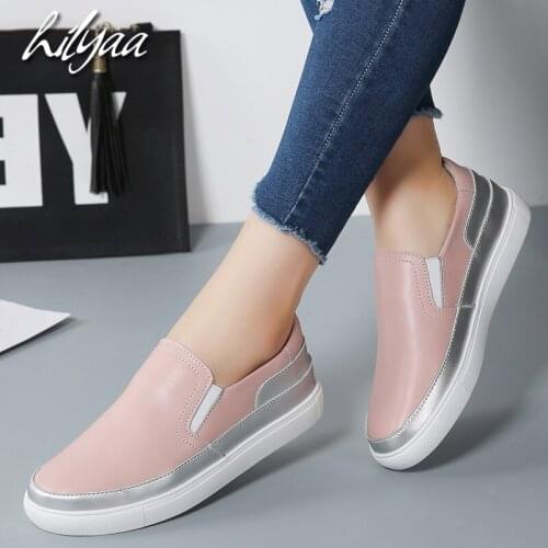 Genuine Leather Woman Sneakers Brand Elastic Band Casual Sport Flats Pink White Outdoor Loafers Girls Trainers Women Sneakers