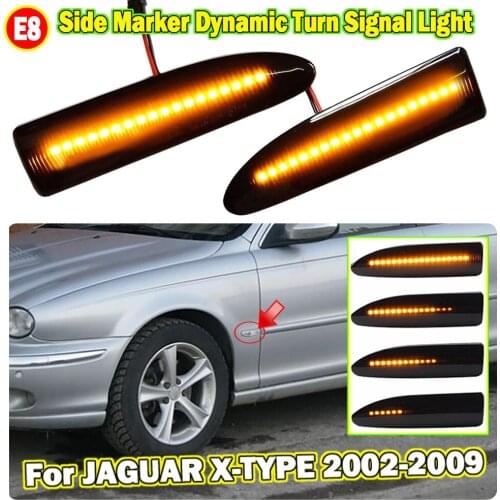 1pair For JAGUAR X-TYPE 2002-2009 LED Dynamic Turn Signal Light Side Marker Repeater Lamp Car Replace Accessories