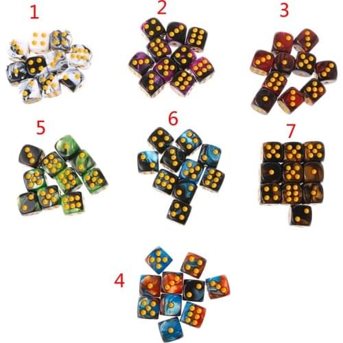 10pcs/set Six Sided 12mm Dice Transparent Cube Round Corner Dice Portable Table Playing Games