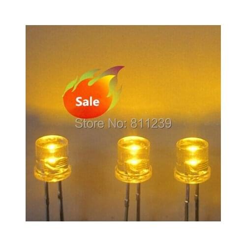 1000pcs LED 5mm Yellow Ultra Bright Flat top Head Wide Angle light emitting diode lamp