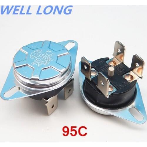 5PCS KSD302X 95 Celsius Degree 20A250V 4-feet Bipolar temperature switch Manual reset Heater thermostat