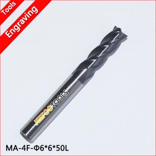 6*6*50L 4 Flutes Tungsten Metal End Milling Tools, CNC Router Bits, Metal Cutting Tool
