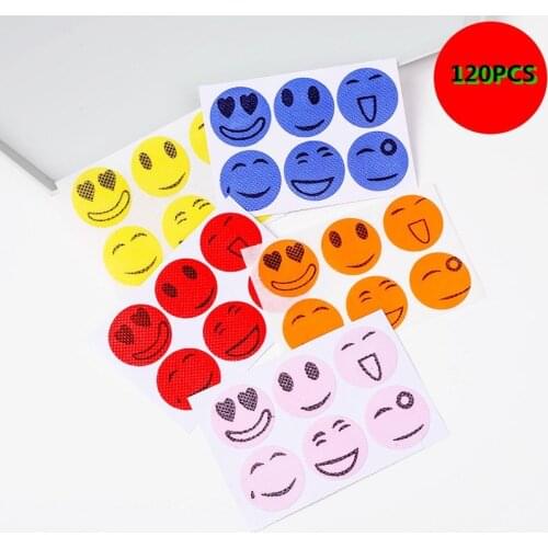 60/120 Pcs Smiling Face Mosquito Stickers DIY Mosquito Repellent Stickers Patches Natural Pure Essential Oil Travel Outdoor