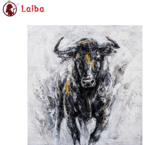 Diamond Painting Abstract animal art, running the bull Full Drill Square DIY Diamond Embroidery Mosaic round Home Decor