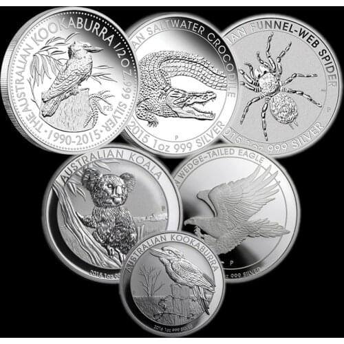 Australia One Troy Oz .999 Silver Plated Coin Animal Spider crocodile koala Wedge Eagle kookaburra 1Dollar Replica Coins