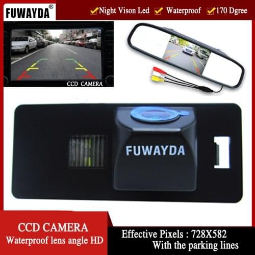 FUWAYDA CCD Car rearview camera for AUDI A1/A4(B8)/A5 S5 Q5 TT/VW PASSAT R36 5D 4.3Inch Rearview Mirror LCD Monitor for DVD/VCR
