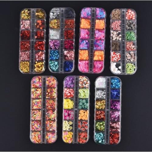 12 Grid Glitter Sequins Epoxy Resin Filling Art Glitter Flake Mixed Paillette Resin Mold Filler Jewelry Making Accessories