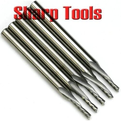 Speedy Down-Cut 5pcs 3.175x2.0x8mm Single Flute Carbide Milling Cutter CNC Router Bit Set, Left-Hand Carving Cutting Tools Wood