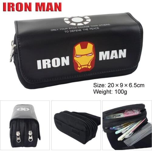 Disney Iron Man Captain America Deadpool Pencil Case Anime Cartoon Marvel Double-layer Large-capacity Canvas Bag Kids Toys Gifts