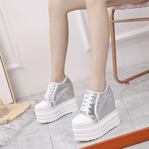 Platforms Black Woman Wedge Shoes High Heels Sneakers Silver Casual Shoes Women Sneakers Fashion Sneaker Womens Walking Shoes