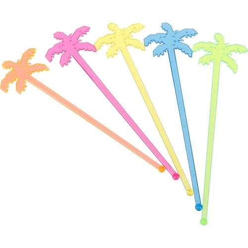 HOT SALE Plastic Night-club Drink/wine Decor Coconut Tree Cocktail Swizzle Sticks Drink Stirrer Coffee Muddler Puddler 50pcs