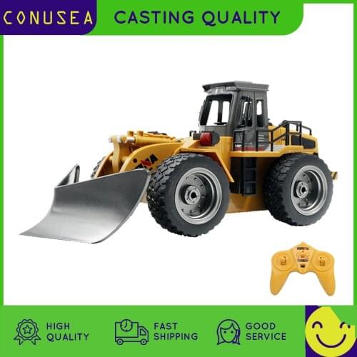 HUINA 1/18 RC Truck Snow Plow 2.4Ghz Radio Controlled Car Caterpillar Alloy Tractor Model Engineering Cars Excavator Toy For Boy