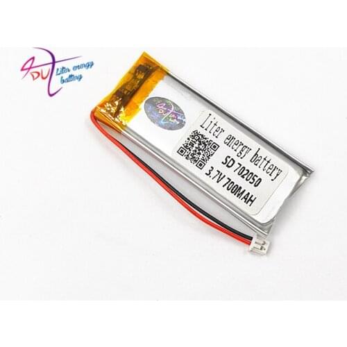 JST 1.25mm 3.7V 700mAh 702050 Lithium li-Polymer LiPo Rechargeable Battery For Mp3 headphone PAD DVD E-book bluetooth camera