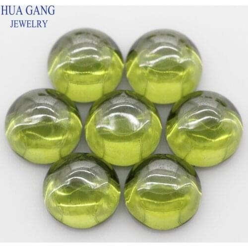 Peridot Cubic Zirconia Stone Round Shape Cabochon Cut Flat Back Loose CZ Stone Synthetic Gems For Jewelry 4mm 6mm Free Shipping