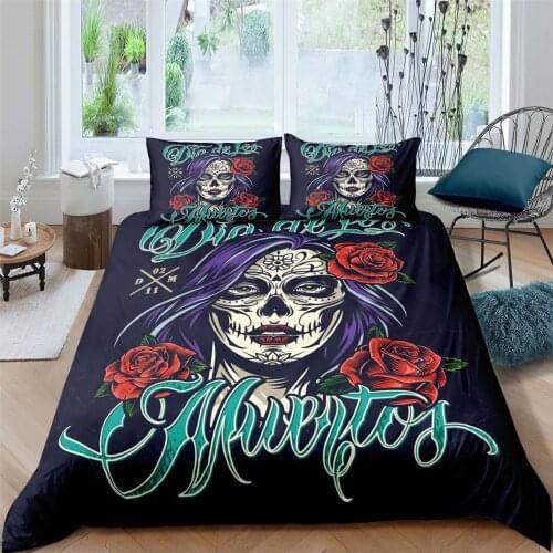 3D Cool Skull Printed US/EU/AU Size Single Double Queen King 2/3pcs Polyester Bedding Set Black Quilt Duvet Cover Set