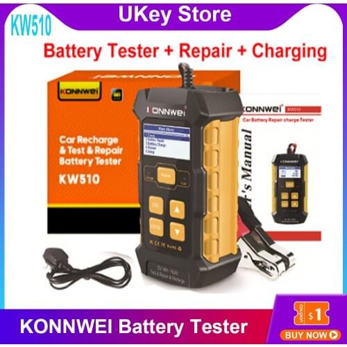 KONNWEI KW510 Full Automatic Car Battery Tester Charger Repairer Tool For 12V Car Test Repair Recharge Battery Tester Maintainer