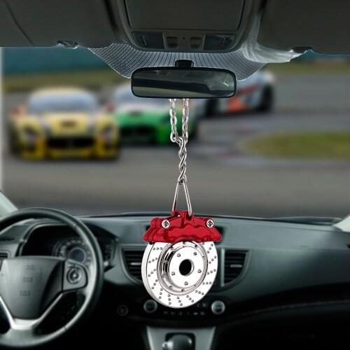 Creative Car wheel Car Modified Brakes Shape Car Pendant Auto Ornament Interior Rear View Mirror Decoration Disc Brake Pads Gift