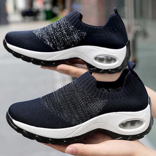 Flat Shoes Women Slip on Lightweight Loafers Ladies Mesh Large Sizes Casual Shoes Outdoor Air Cushion Womens Sneakers 2021 A7W