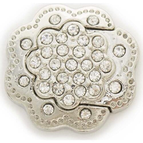 1 Set Silver Tone Clear Rhinestone Flower Shaped Magnetic Clasps Findings Connectors Accessories Jewelry Making 27mm