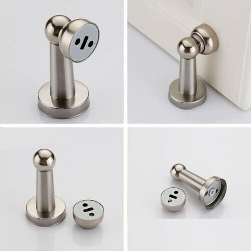 Magnetic Door Stops Stainless Steel Door Stopper Holder Catch Floor Fitting with Screws Thicknessed Furniture Hardware