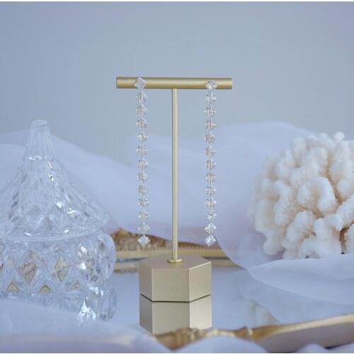 14k Real Gold Fashion Jewelry Long Crystal Tassel Exquisite Simple Earrings for Woman Holiday Party Elegant Earring