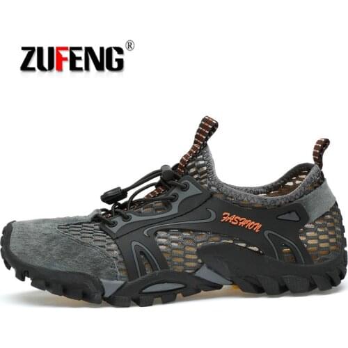 ZUFENG Summer Men Hiking Shoes Outdoor Climbing Anti-skid Wear Resistant Trekking Boots Breathable Mesh Walking Shoes