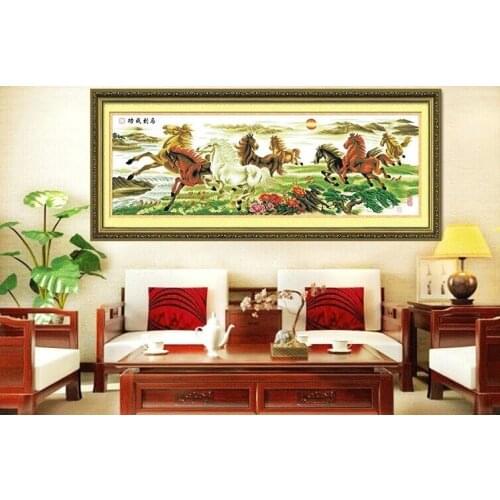 Wishing you every success eight horses cross stitch kits handmade 11ct accurate print canvas home decor DIY handmade needlework