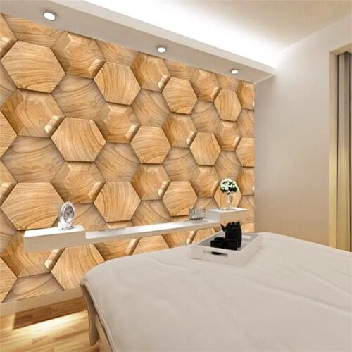 Hexagon Wood Grain Marbles Pattern Wallpaper Custom Wall Mural Art Canvas Poster Living Room Tv Backdrop Decoration