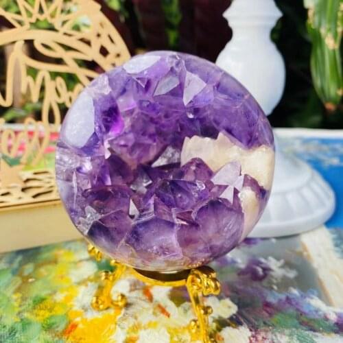 Natural amethyst open smile ball, wind water ball, purple noble, powerful energy