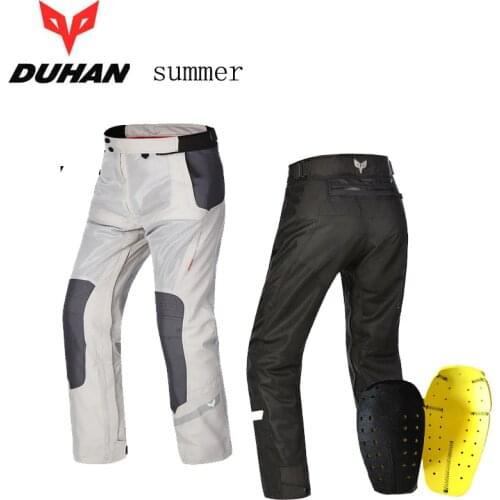 2019 New summer DUHAN mesh motorcycle riding pants Moto racing pant male motorbike trousers Anti-wrestling Black Gray DK-201B