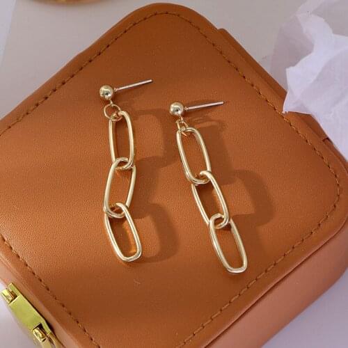 New Fashion Chain Tassel Drop Earrings For Women Punk Style Charming Female Golden Dangle Earring Stud Trendy Accessories Gifts