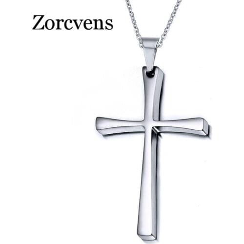 Modyle Stainless Steel Punk Women Mens Cross Pendant Necklace Male Female Box Chain Necklace Ladies New Fashion Jewelry Gift