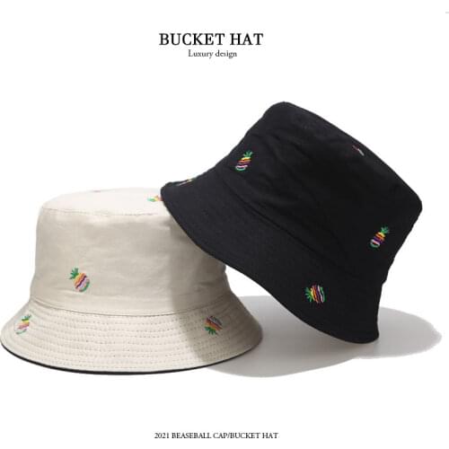 New Pineapple Panama for Women Mens Summer Bucket Hat Double-sided Fisherman Hat for Girl Outdoor Sun Protection Cap Beach Hat