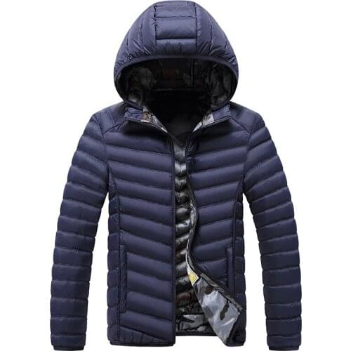PARKLEES 2021 Winter Down Striped Men Parkas Warm Waterproof Windproof Puffer Jacket Hooded Plus Size Hoodies Quilted Coats