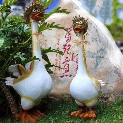 Pastoral Simulation Animal Accessories Resin Cartoon Duck Ornaments Outdoor Villa Furnishing Crafts Courtyard Garden Decoration