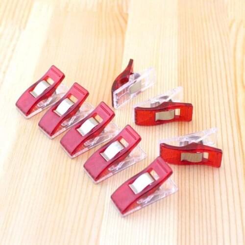 100 pcs/lot Red PVC Plastic Clips For Patchwork Sewing DIY Crafts Quilt Quilting Clip Clover Wonder Clip 2.7*1CM