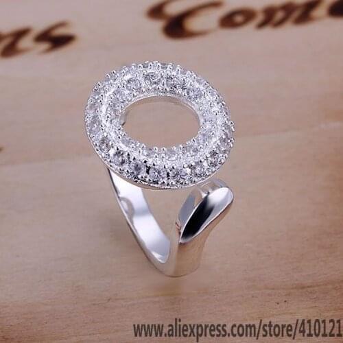 R028 Lucky Silver Color Rings For Women Fashion Jewelry Women Accessories Free Shipping Fashion Inlaid Opened O Rings