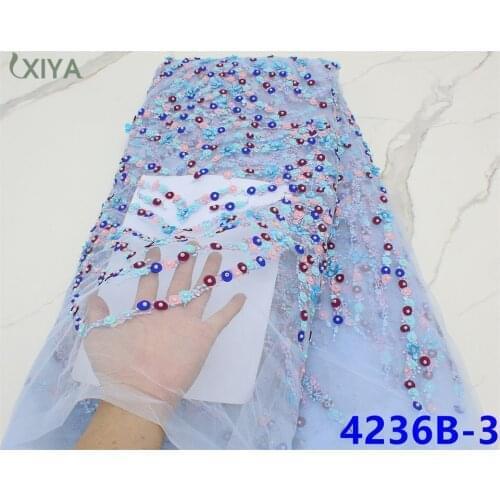 Luxury Beaded Lace Fabric High Quality Handmade Beads Lace with Sequins French Mesh Tulle Lace for Wedding Party APW4236B