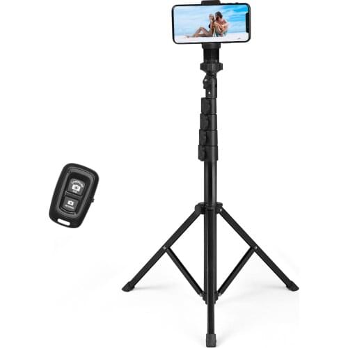 Andoer 157cm Smartphone Selfie Stick Tripod Extendable Tripod Stand with Wireless Remote Shutter for Vlog Selfie Live Streaming