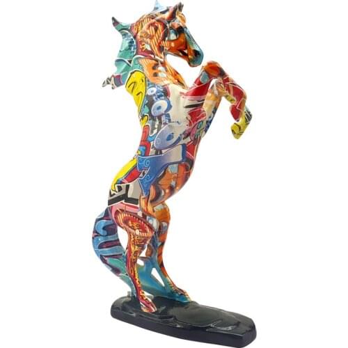 Statuette Decoration Statues Sculptures Figurines For Interior Modern Home Interior Livingroom Aesthetic Graffiti Painted Horse