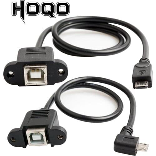 USB Type-B Printer Panel Mount USB 2.0 B Female Socket to Micro USB 5 Pin Male Connector Cable Cord 0.5M