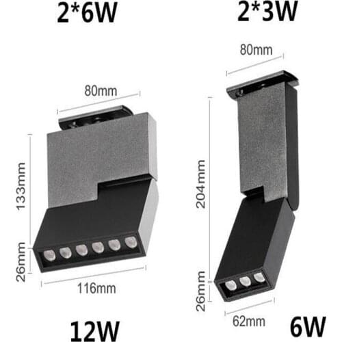 6W12WLED Track Light Clothing Shop Store Showroom Exhibition Home Spotlight Tracklight Ceiling Rail Spot Lighting System Fixture